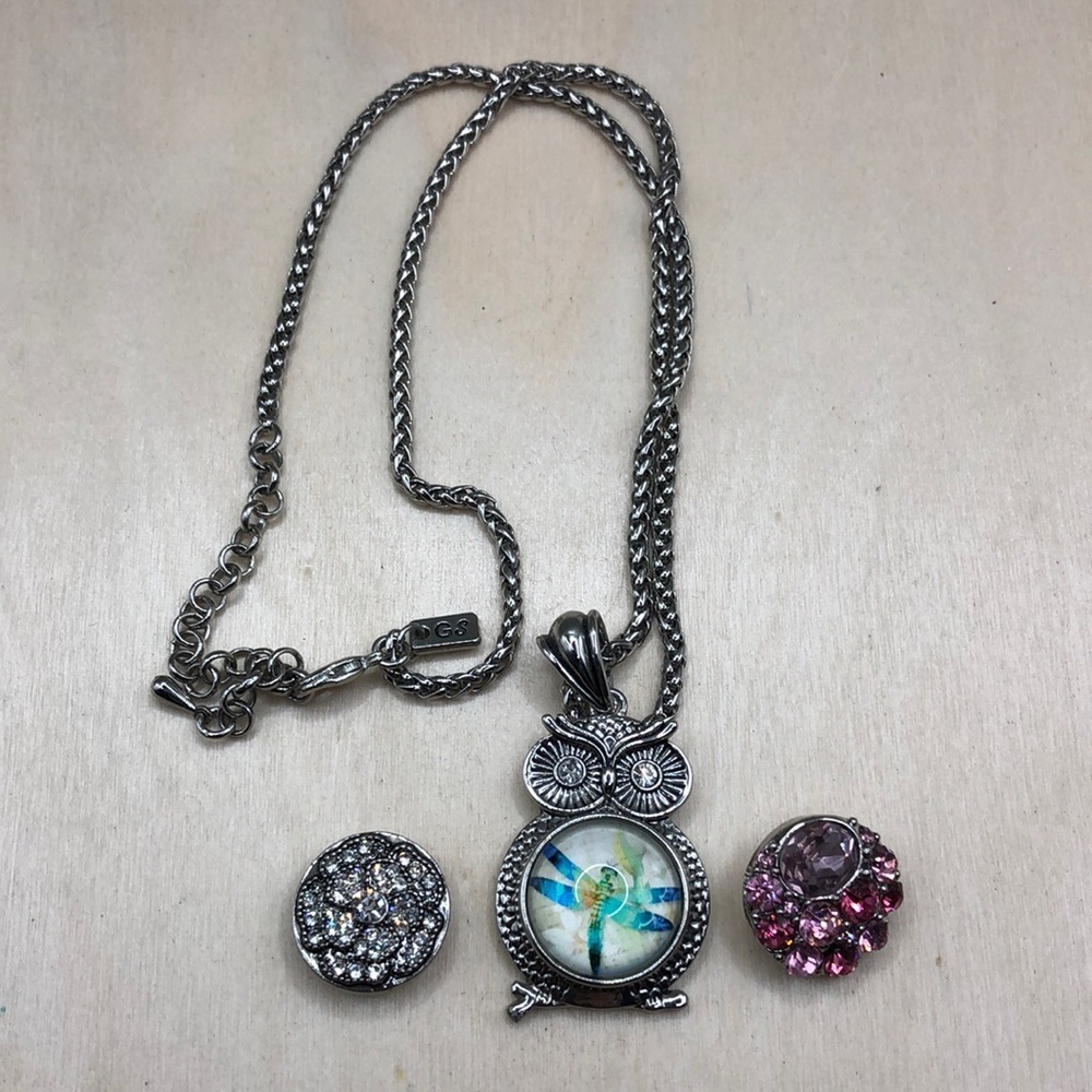 Ginger Snaps Interchangeable Belly Owl Chain Necklace Pendant